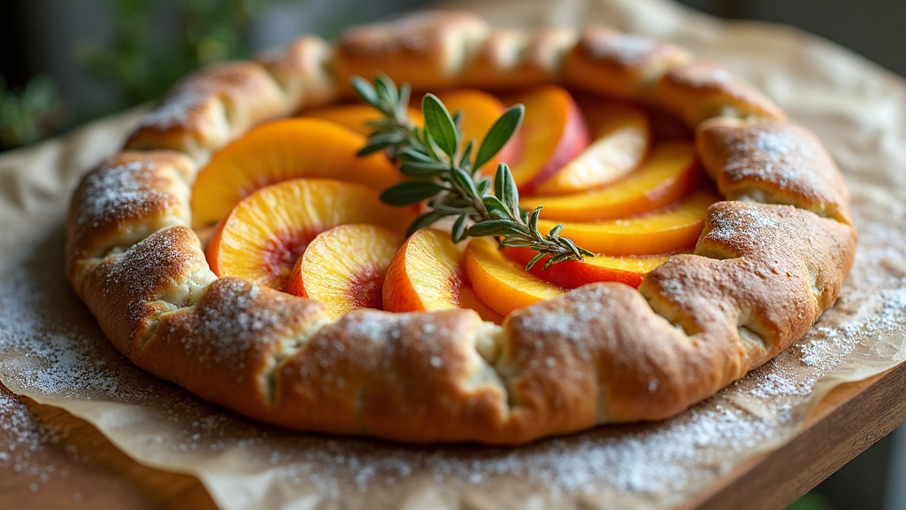 Summer Peach and Thyme Sourdough Galette with Discard Dough